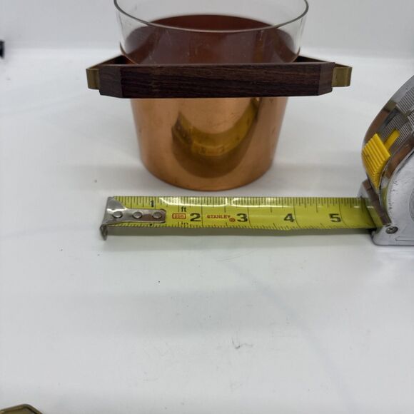 Copper Glass Ice Cube Container Ice Bucket with Pliers Vintage 1960s - 1970s - Picture 8 of 9